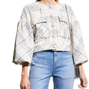 NWT Veronica Beard Nikolai Jacket Blazer in Blue and Cream size 12